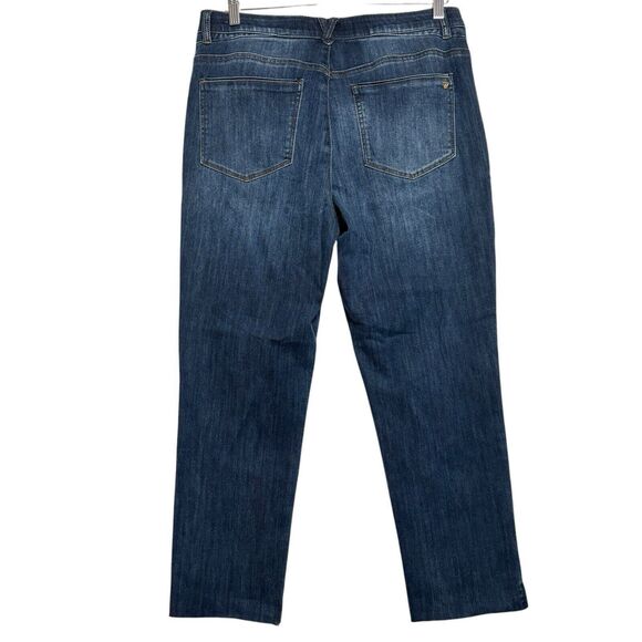 Wit & Wisdom 'Ab Solution" Jeans Women's Sz 12 Blue Skinny Straight Raw Hem - Picture 2 of 8